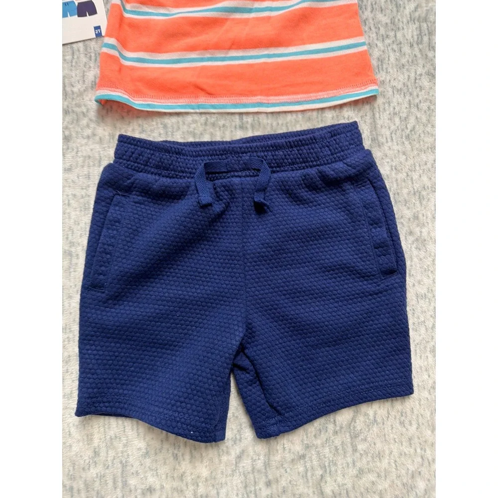 Berkley Jensen Toddler Boys 4PC Play Set Shark T-Shirt Tank Shorts‎ Aqua Navy 2T